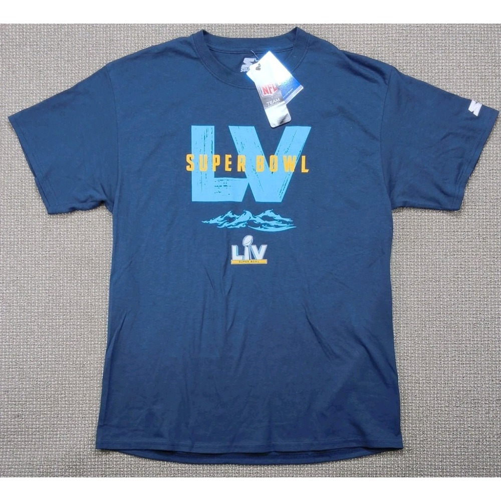 NWT Starter NFL Super Bowl LIV Miami 2020 Graphic T-Shirt Navy – Men's Large